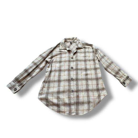 Zaful Women's Flannel/Fleece Neutral Plaid Button Up Shacket Jacket size S - Picture 1 of 5